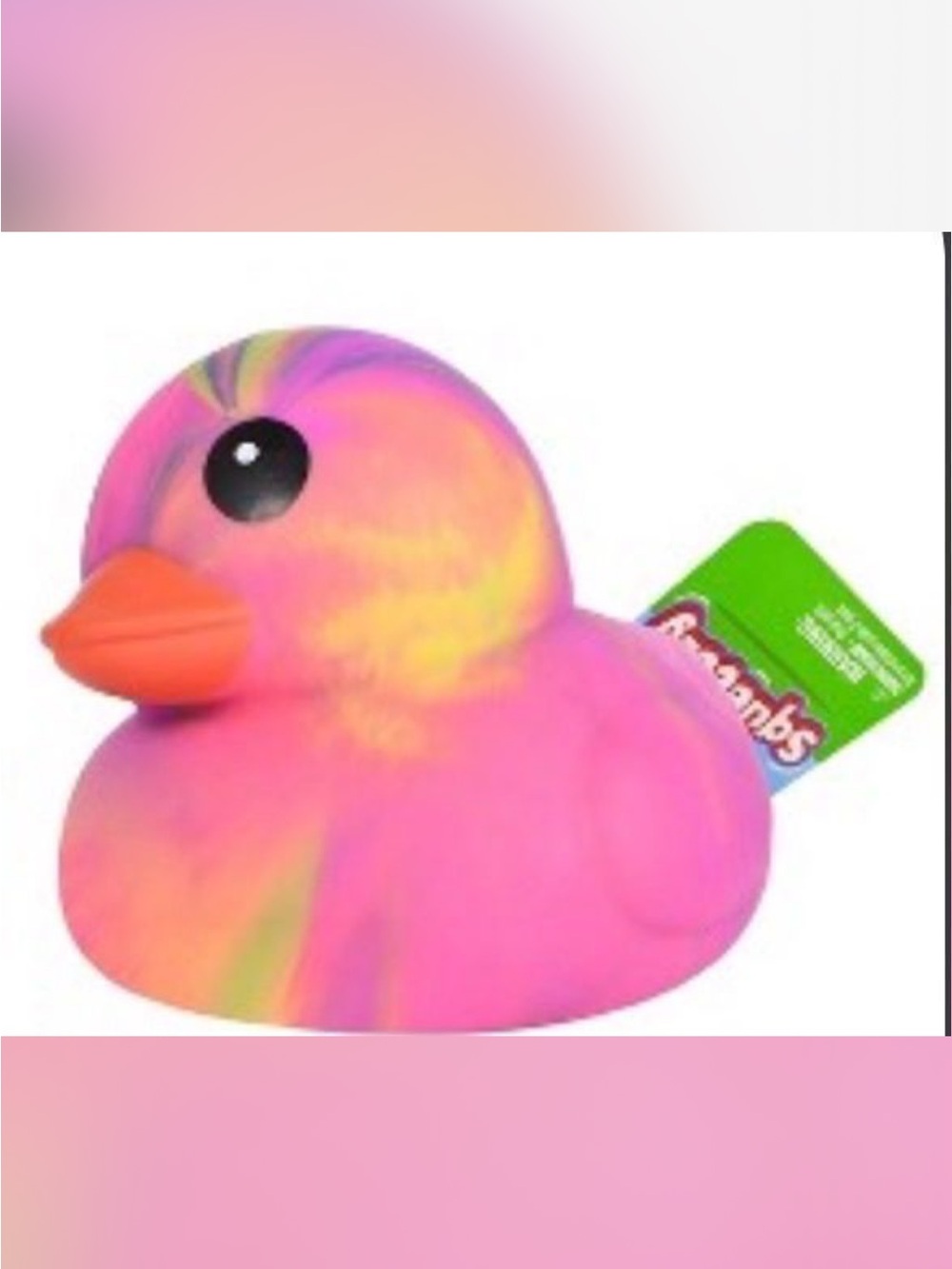 NWT Pink Tie-Dye Rubber Duck Squeezy Toy XL